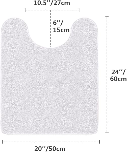 VANZAVANZU Toilet Contour Rug 20"x24" U-Shaped, Ultra Soft & Non Slip Absorbent Fluffy Thick Microfiber Machine Washable, Component of The Bathroom Floor Mats Set with Waterproof Backing (White) - 2