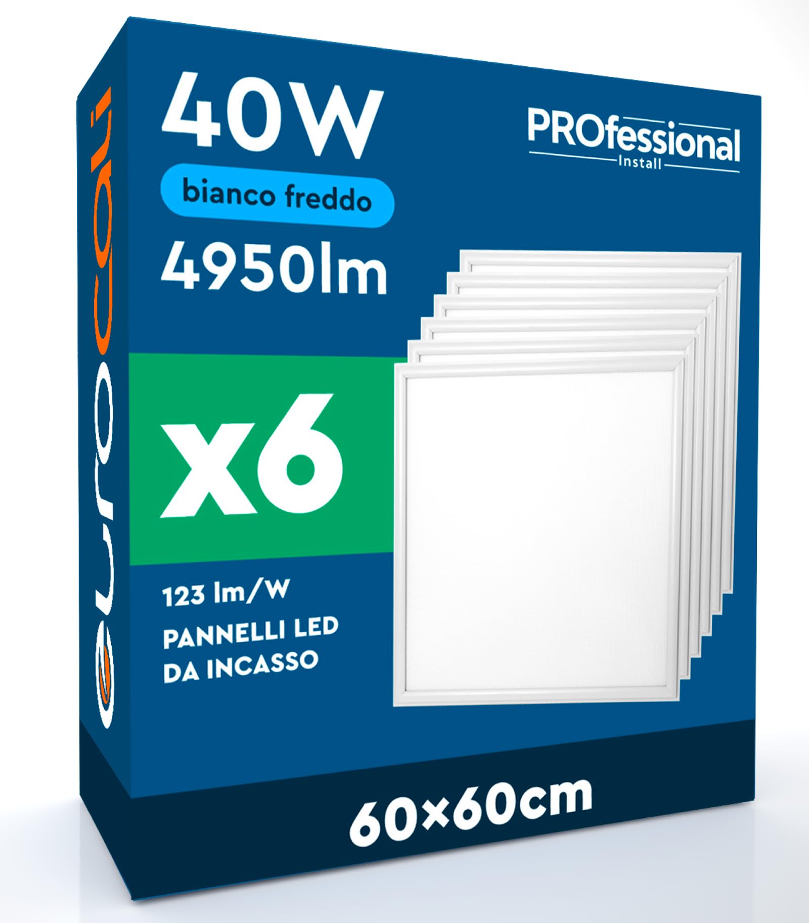 6 Pannelli LED 60x60 40W Quadrati da Incasso 4950 lumen con Driver Starsense - Luce Fredda 6500K - Plafoniera da Ufficio ad Alta Luminosità 123 lm/W Lampada da Soffitto per Controsoffitti Modulari