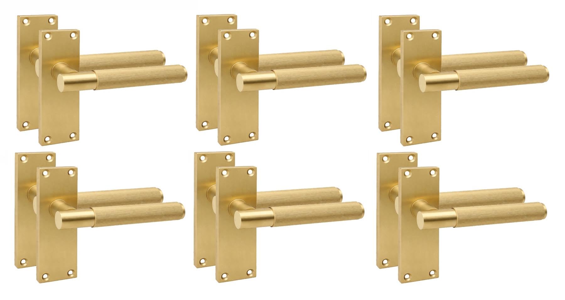 Golden Grace Victorian T-Bar Door Handles 120x40mm Satin Brass, 6 Pairs