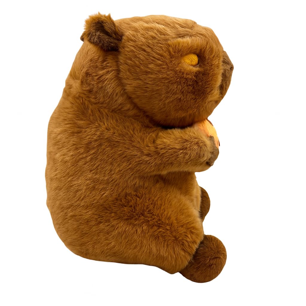 Generisch Kuscheltier Capybara 55 cm – Großes Capybara Plüschtier mit Pizza – Weiches XXL Stofftier zum Kuscheln – Geschenk für Kinder & Capybara Fans