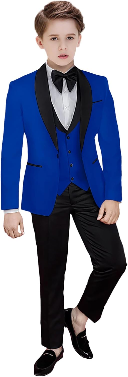 Boys' Suit Kids 3 Pieces Casual Suits Slim Fit Sport Coats Suits for Teenage Boys Wedding Ring Bearers Tuxedos