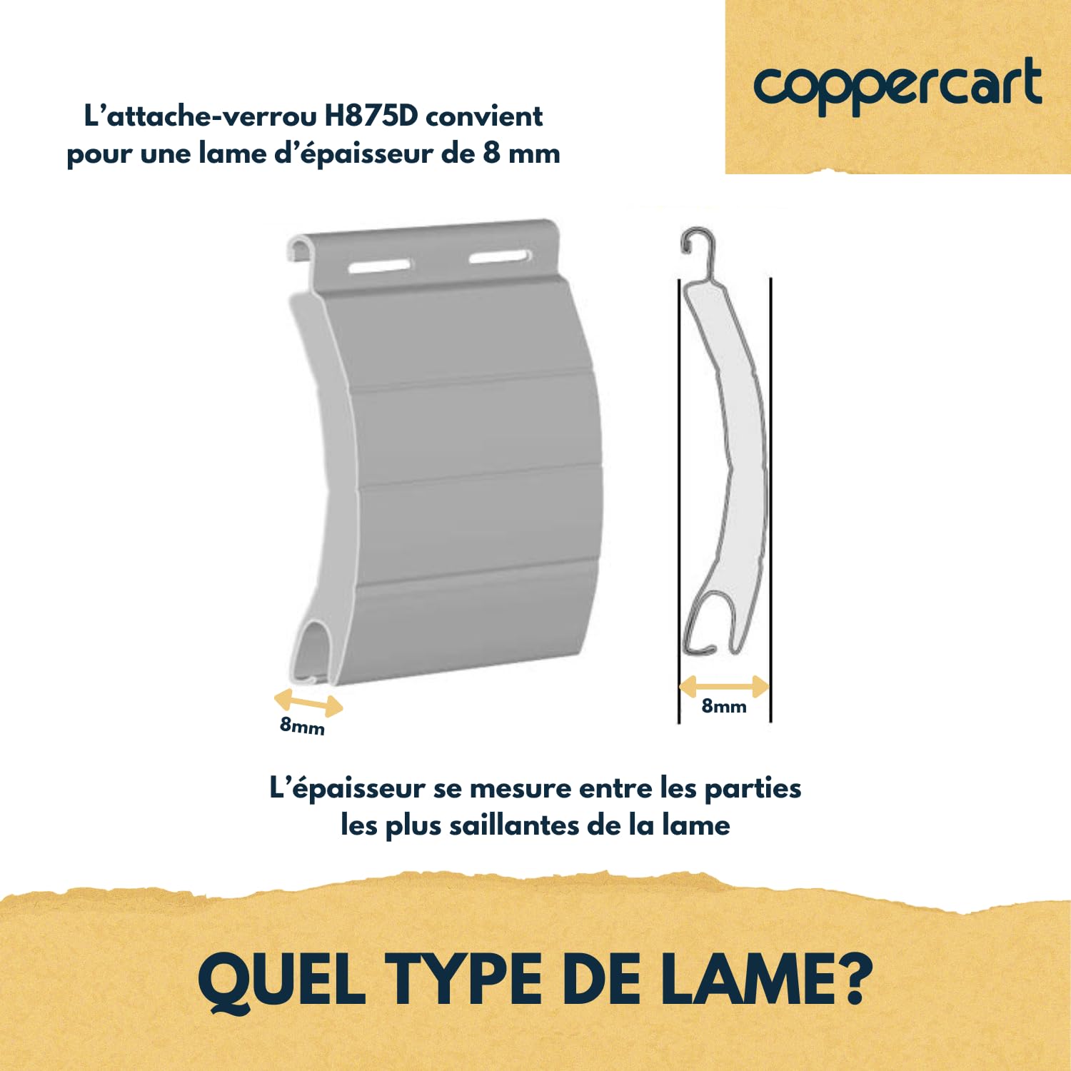 Ensemble de 4 attaches verrou ZF Clicksur H875D pour tablier de volet roulant - Fixation sécurisée pour volets roulants - Verrou automatique 1 maillon - Attache clipsable de sécurité anti-effraction