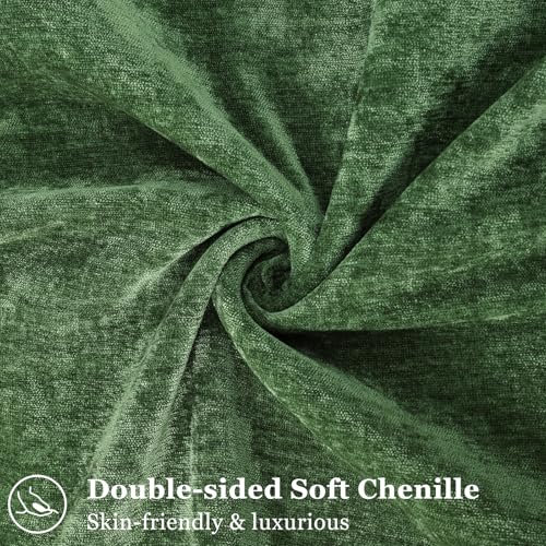 decorUhome Christmas Couch Throw Pillow Covers 20x20 Set of 2, Decorative Soft Euro Neutral Chenille Pillow Covers with Elegant Design for Sofa Bed Living Room Home Decor, Moss Green