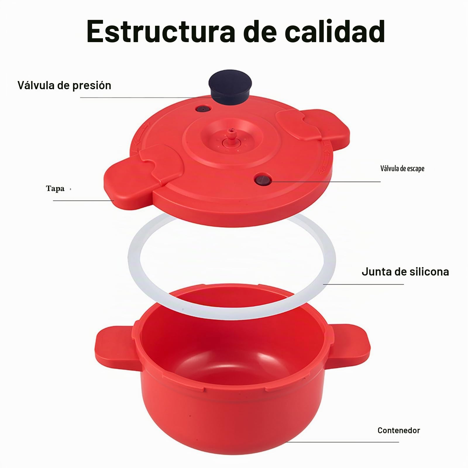 Olla a presión de microondas de silicona de 2,3 L, vaporizador para arroz, verduras, pasta - Olla expresa 27,5 x 14 cm, sin BPA, apta para lavavajillas - Accesorio de cocina rápida