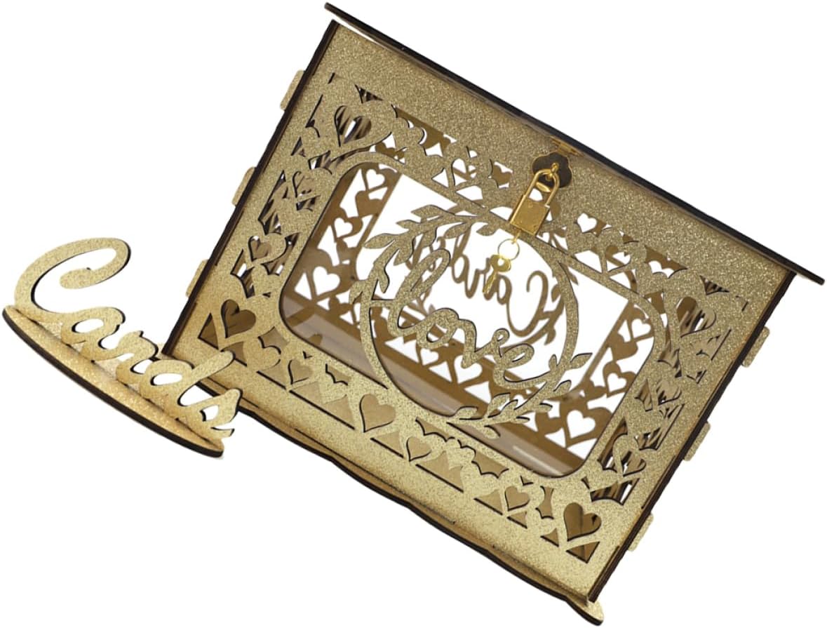 LIFKOME 1set Wooden Card Box Hollow Design for Weddings Graduations Special Occasions Rustic Envelope Card Collection Box Capacity Keepsake Container