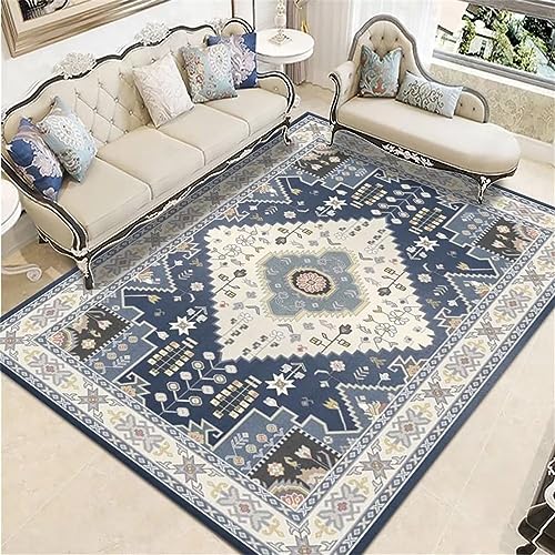Tapis adolescent terrasse extérieur bleu rétro 200X260CM lavable - 2