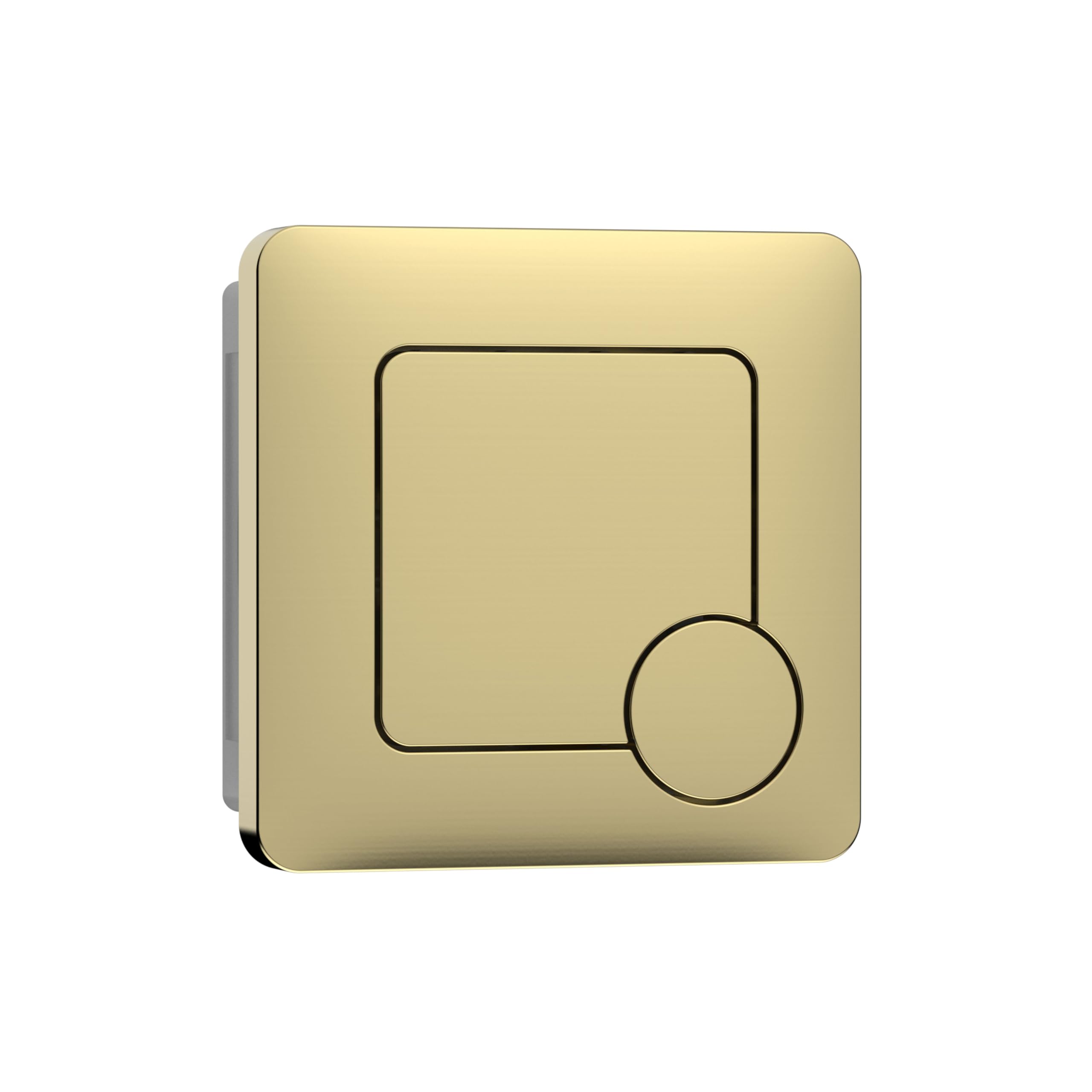 Flode Brushed Brass Square Push Button Flush Plate – Toilet Flush Button Panel – Modern Dual Flush Wall Plate For Concealed Cisterns – Luxury Bathroom Accessory