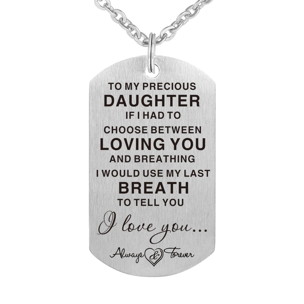 To My Precious Daughter Gift Necklace - I Love You Jewelry Pendant Present