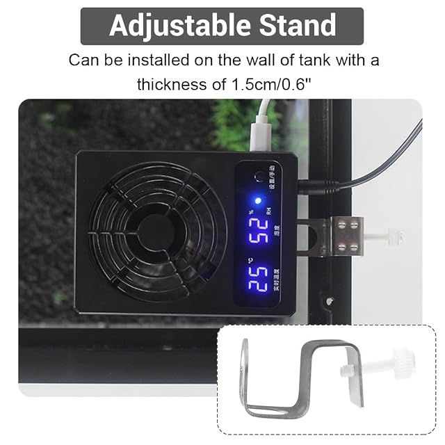 Foto 8 de 8 de Ventilación Reptiles, Mini Ventilador Pequeño USB con Pantalla LCD Control Autom Ático Temperatura…