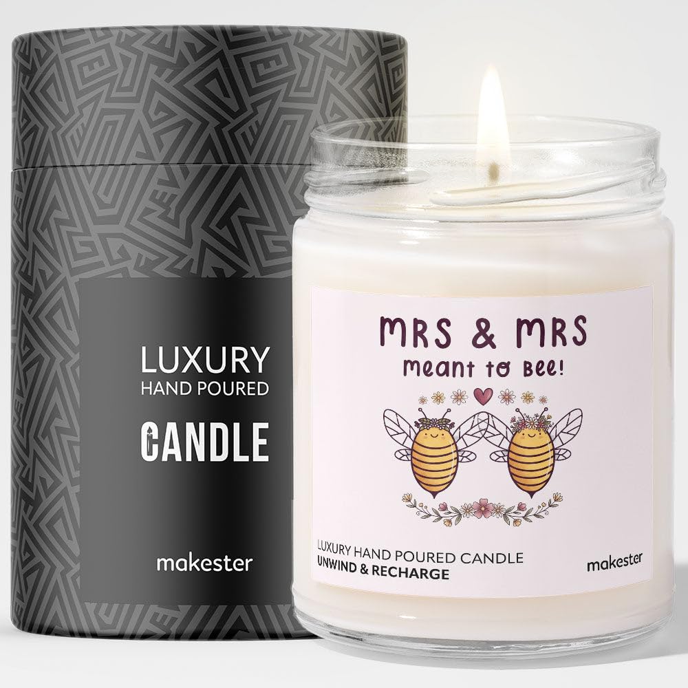 Gift for Lesbian Wedding - Luxury Soy Wax Candle - Vanilla, Jasmine, Sugared Almond - Makester โ image 1