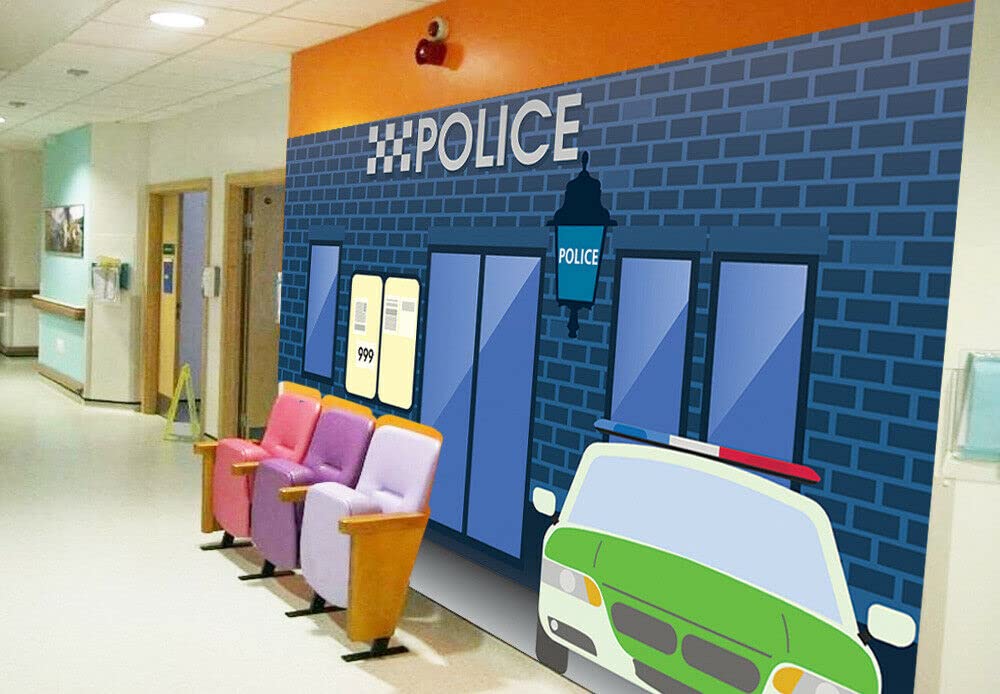 Sunny Graphics Print Police Station Police Car Dementia Alzheimer Friendly Photo Wallpaper Mural Senior Care Home Decoration Poster Memory Recover