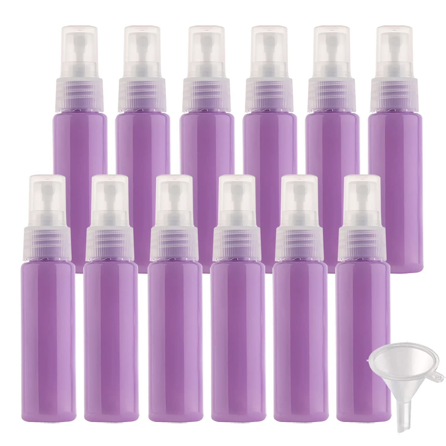 50 Stück 30ml Sprühflasche Lila Leer Feinen Nebel Sprühflasche Reise Zerstäuber Klein Plastik Nebel Parfümzerstäuber Reiseflaschen mit Trichter