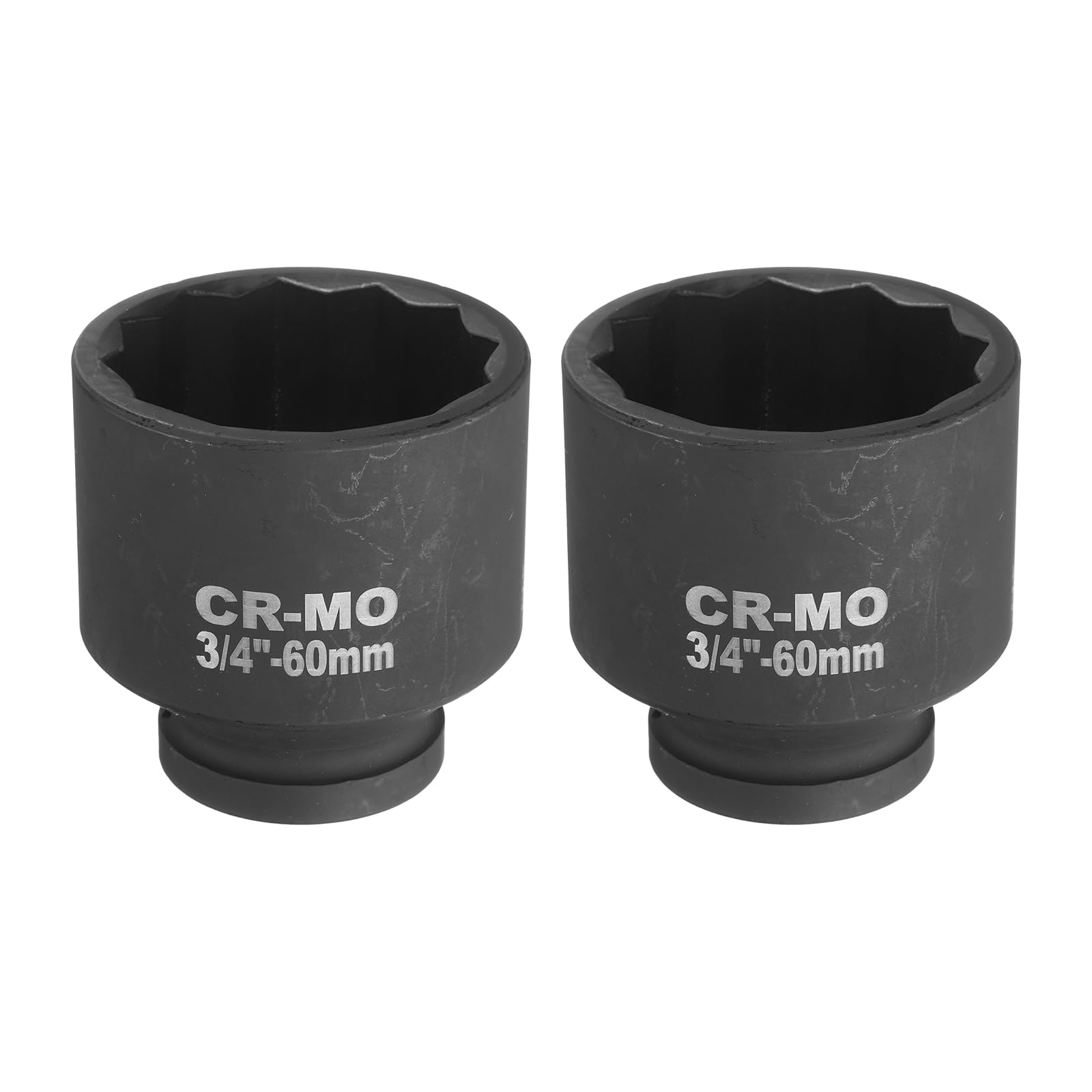 QUARKZMAN 2 Piezas 3/4-Pulgada Llave de Vaso de Impacto de 12 Puntos 60mm Métrica Husillo Tuerca Llave de Vaso Conductor para Reparación de Automóviles Fácil Extracción