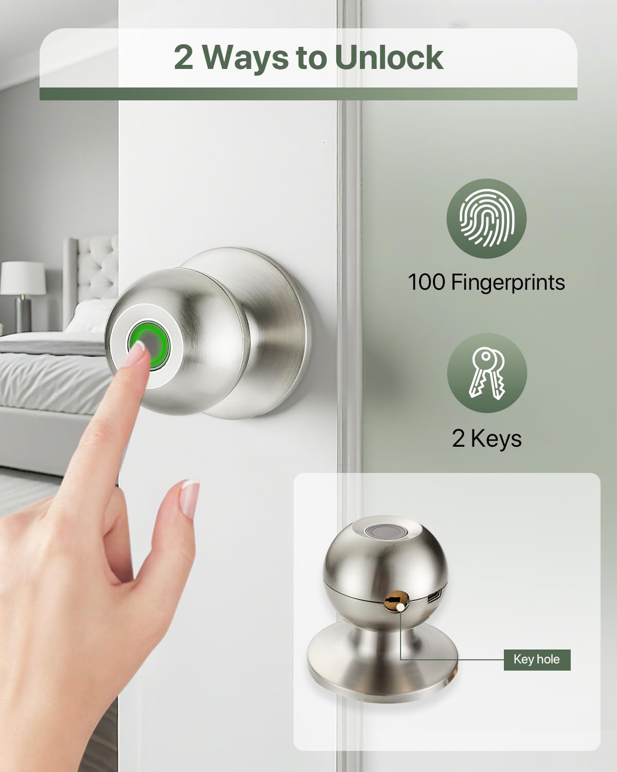 Fingerprint Door Lock - Smart & Key Entry -2 Fingerprint Door Lock - Smart & Key Entry -2