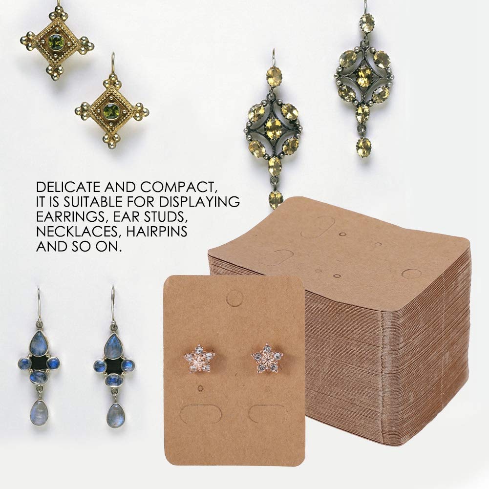 Jewelry Display Storage Cards, Hanging Earring Card Blank Kraft Paper for Ear Stud Hairpin Packaging Necklace Display Accessories (100PCS)