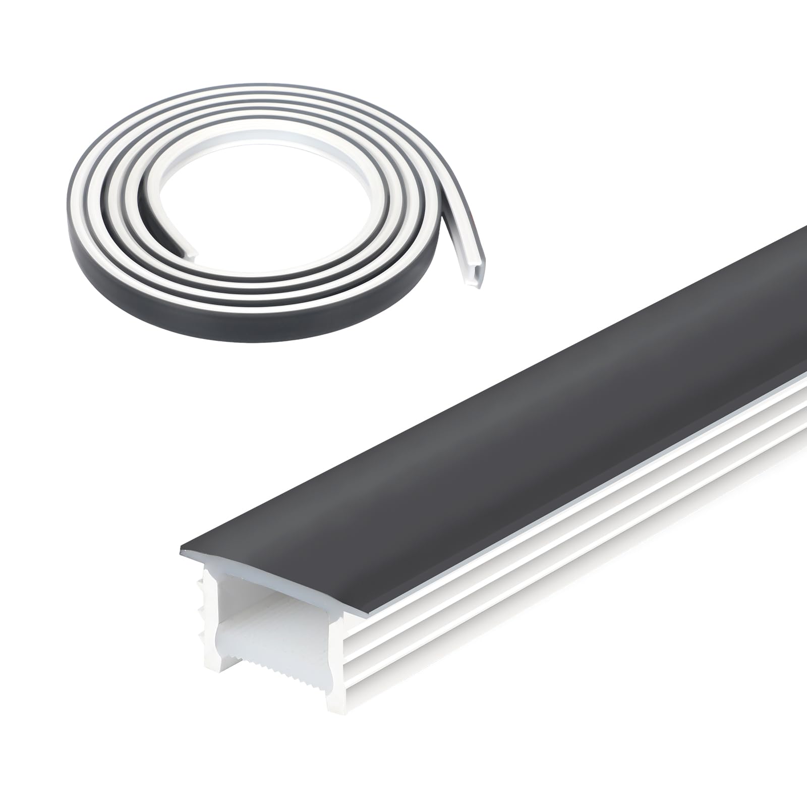 WMLBK Silicone LED Channel System, 9.84ft/3m 20x10mm Flexible Silicone LED Profile Housing LED Diffuser Channel for 12 mm LED Strips Indoor Outdoor Ambient Decor (Black, 20x10mm, 3M)
