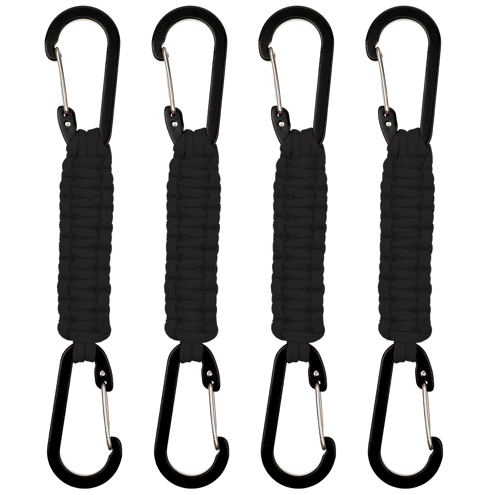 Abeillo 4 Pack Paracord Keychain Heavy Duty 550 Tactical Lanyard Clip, Quick Release Key Clip, Carabiner for Backpacks Camping Fishing Hunting Outdoor