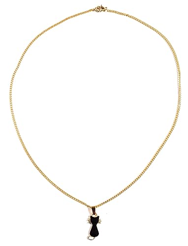 Miniatura 3 de Black Cat Cute Enamel Pendant Necklace Chain Gold Plated Cable Link 18 Inch Gift Boxed For Halloween Cat Moms Feline Behaviourists