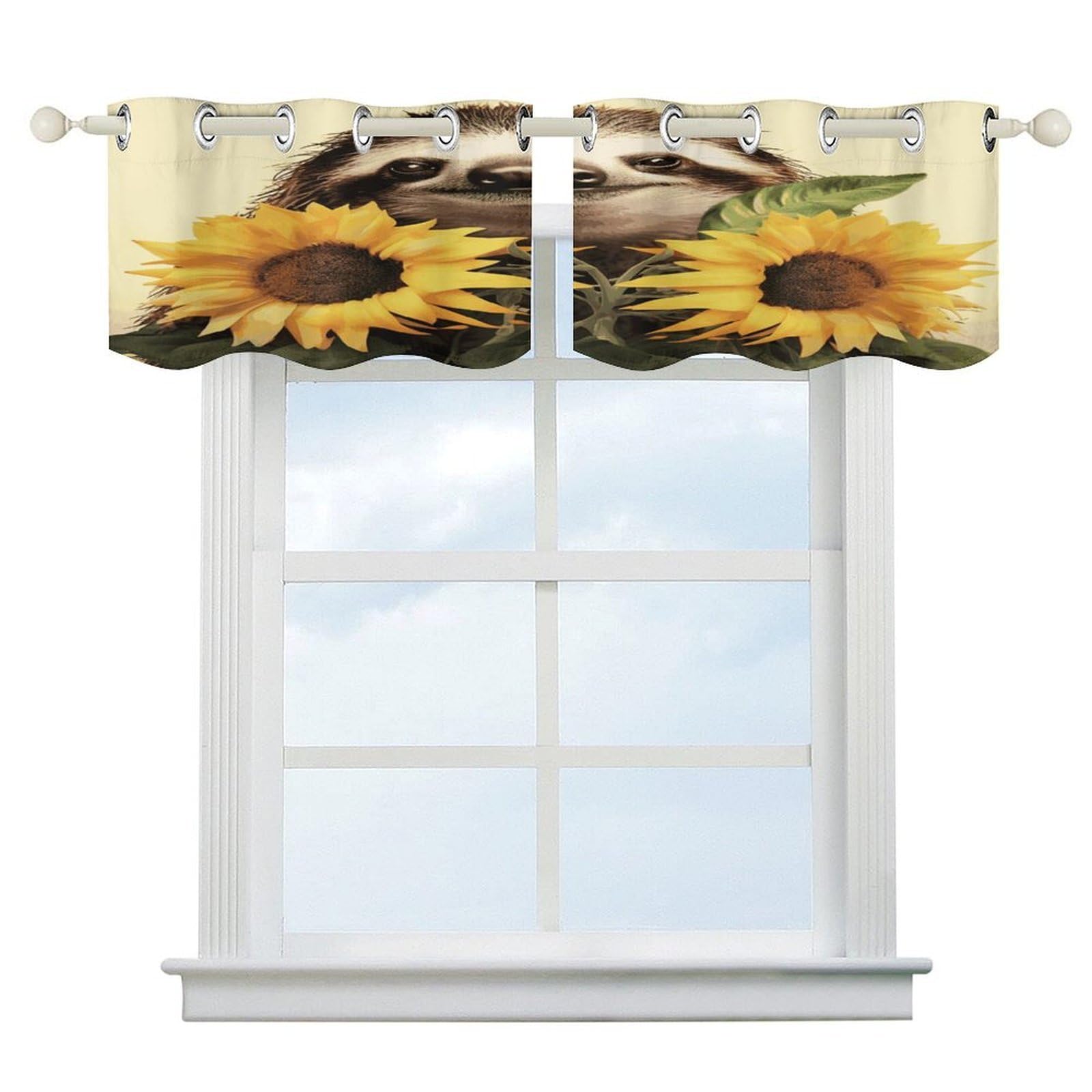 Cortinas opacas con acabado de arte moderno de perezoso, cenefa de alta calidad para cocina