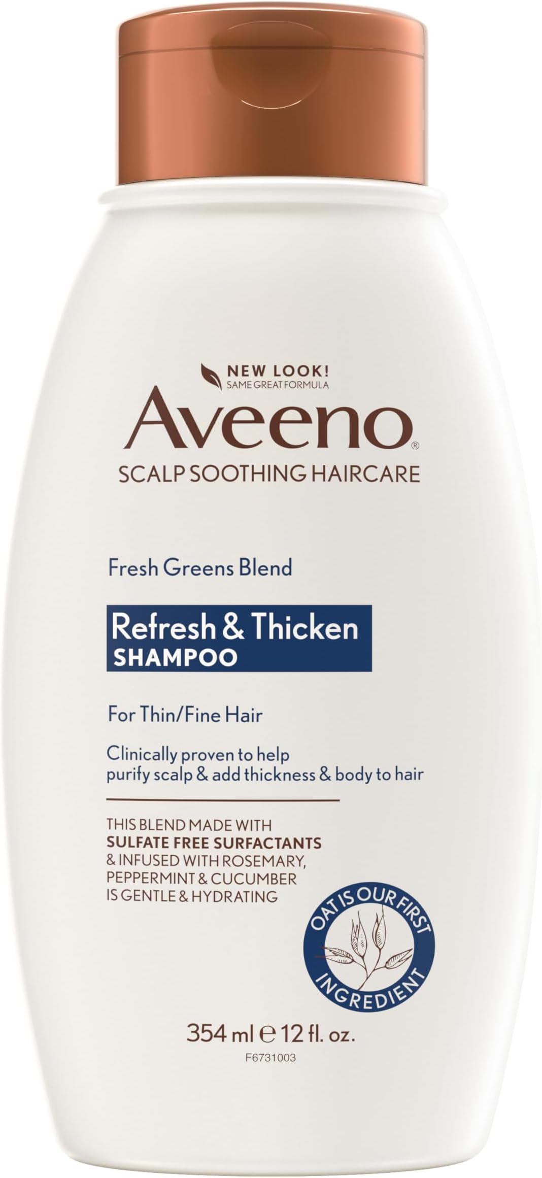 Fresh Greens Blend Natural Volumizing Shampoo, Cucumber, Rosemary, for Fine Hair, 12 fl oz