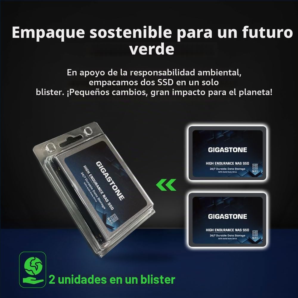 Gigastone Unidad SSD NAS de 4 TB (paquete de 2) 24/7 de alta resistencia RAID de almacenamiento de datos en red, almacenamiento conectado a la red, discos duros internos SATA de 2.5 pulgadas