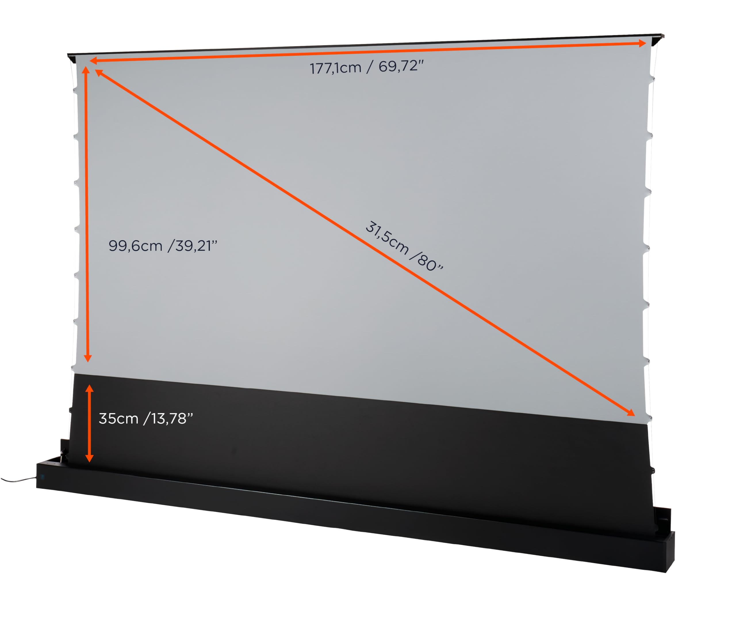 celexon HomeCinema Plus CLR UST-Bodenscheren-Aufroll-Motor-Hochkontrast-Möbeleinbau-Leinwand schwarz 80" | 177,1x99,6cm 16:9 | elektrische 8K,Full-HD ProjektionsLeinwand | für Ultrakurzdistanz-Beamer!