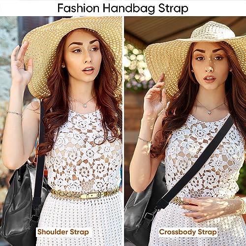 Image of Purse Strap Wide Replacement Crossbody Bag Straps, 1.5 inch Canvas Handbag Shoulder Strap, Adjustable Tote Belt (1.5 inch Black /Black Buckle)