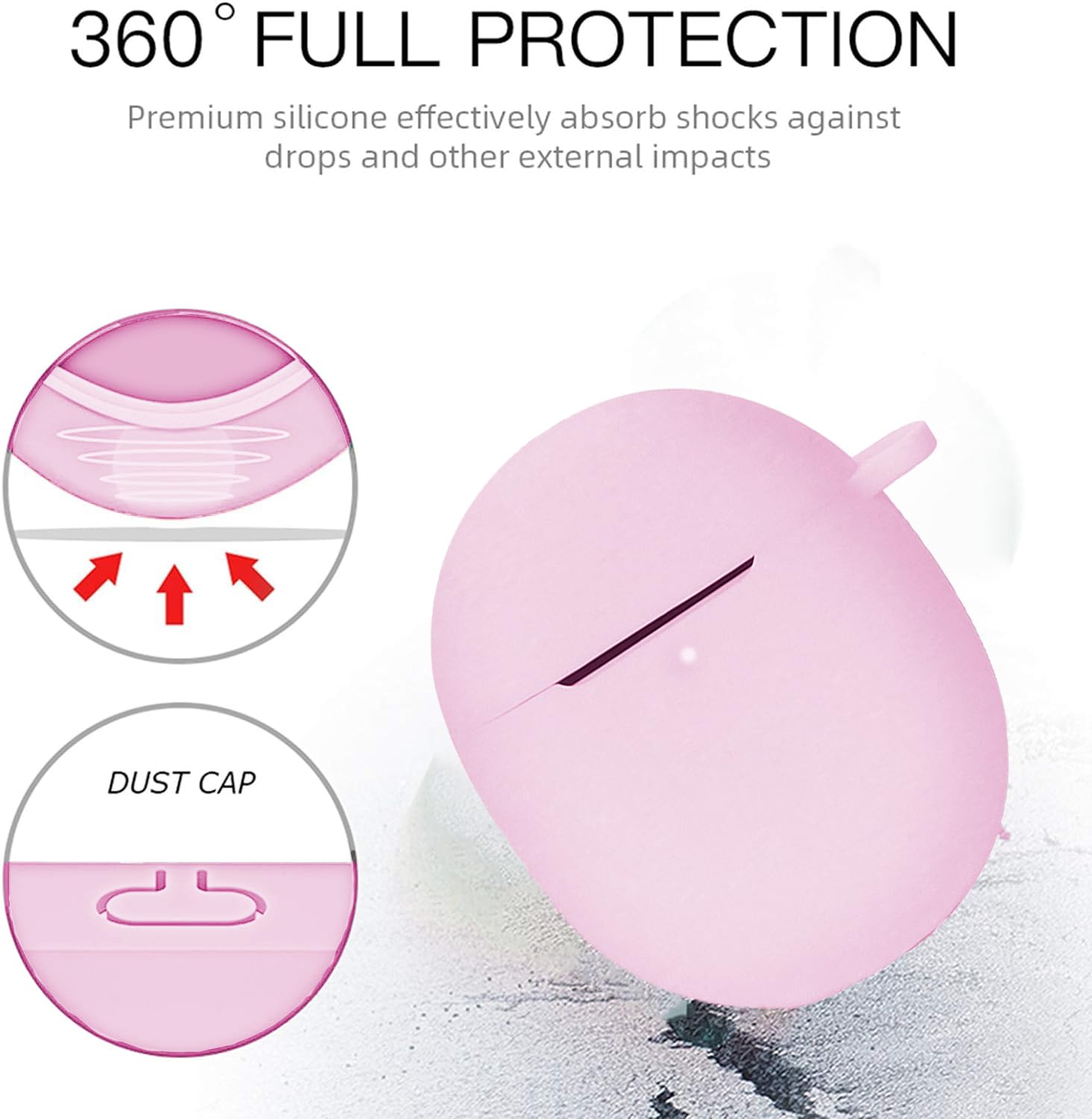 GARTOO Funda para Google Pixel Buds Pro 2022 con kit de limpiador, funda protectora de silicona suave a prueba de golpes con mosquetón para Google Pixel Pro, LED frontal visible, rosa