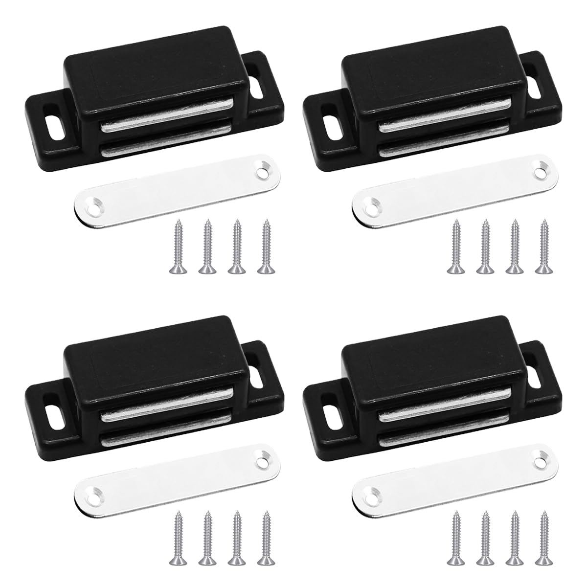 4 Pieces Magnetic Door Catch,Heavy Duty Stainless Steel Cabinet Magnets,Magnetic Catches Latches for Kitchen,Cupboard Magnetic Door Catch with 16 Screws for Kitchen,Bathroom and Outdoor Cupboard