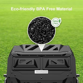 Compost Tumbler Bin Composter Dual Chamber 43 Gallon (Bundled with Gloves)