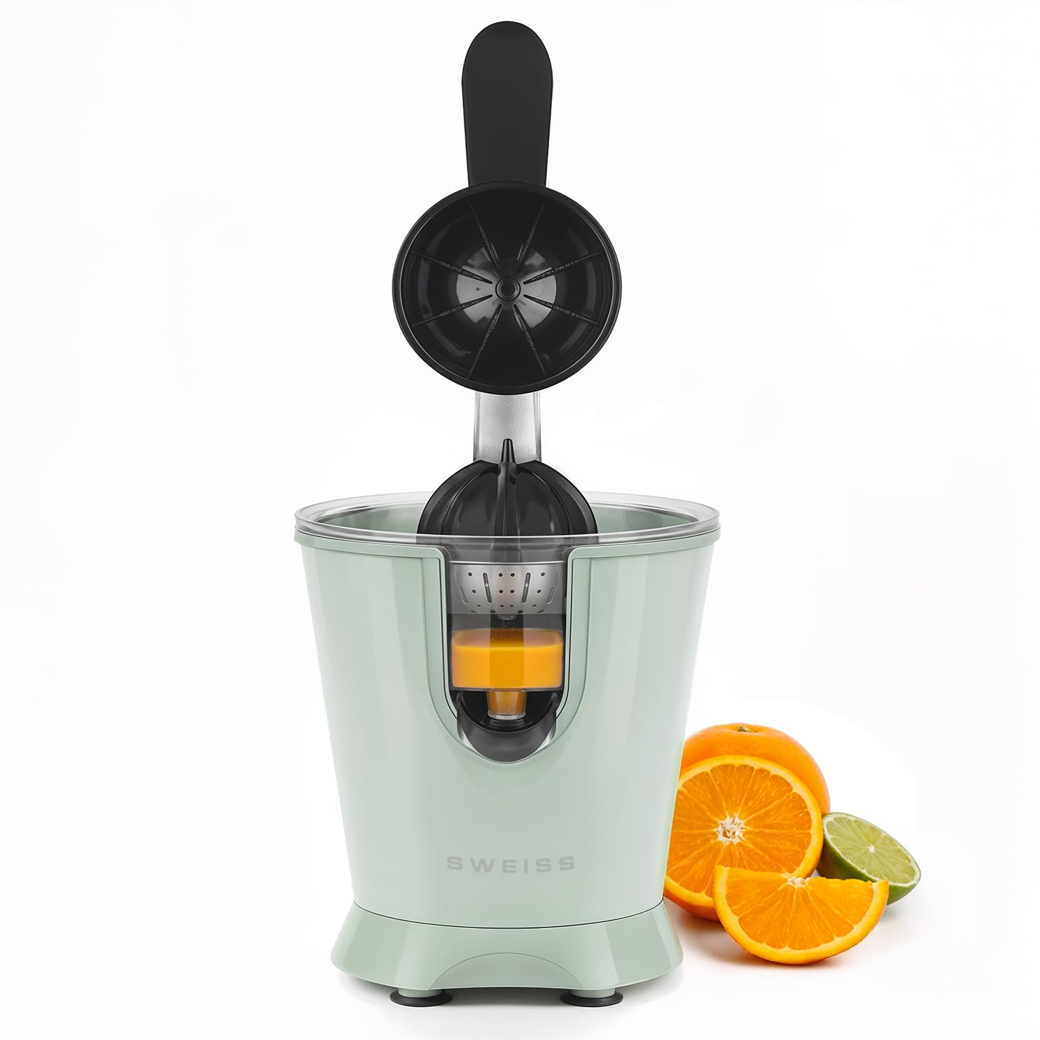 SWEISS Spremiagrumi elettrico professionale ZEST7, beccuccio antigoccia, compatibile con lavastoviglie, dispositivo silenzioso, braccio articolato potente 160W, verde