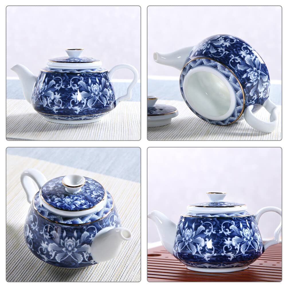 Teteras, Tetera Azul Y Porcelana Tetera De Cerámica con Asa Tetera Tetera De Cerámica Olla De Caldo Tetera Portátil Tetera Casera Tetera China Tetera De Escritorio Decora,