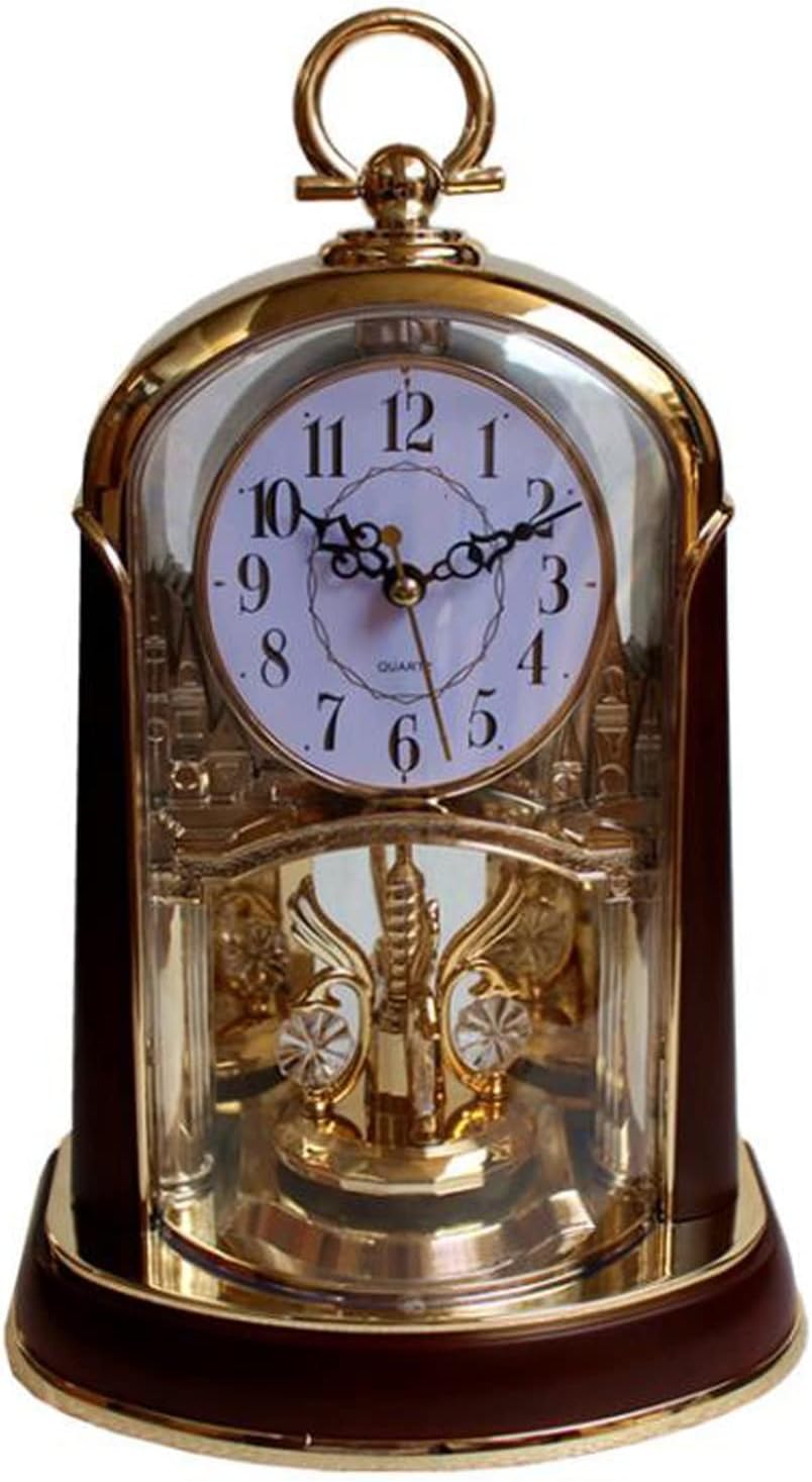 Mantle Clock Retro Desk Clock Desk Pendulum Clock Living Room Large Desk Clock Desk Clock Home Teacher Clock Ornaments Clock Desk Clock Vintage Mantel Clock (Color : Brass)