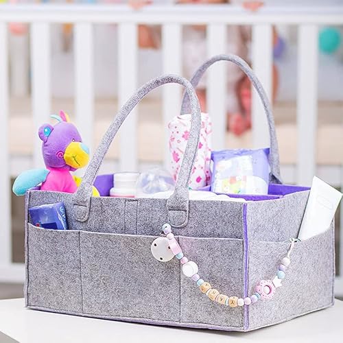 Organizador grande de fraldas para bebês, cesto de armazenamento de berçário, cesta de feltro, bolsa