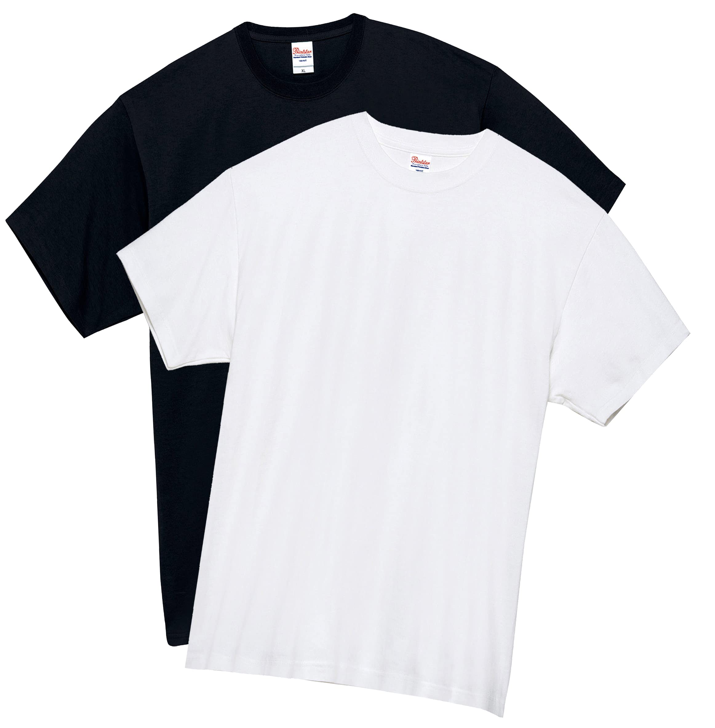 Amazon | [プリントスター] 綿 生地厚手Tシャツ 00148 ビッグサイズ 2枚組 ホワイト/ブラック L | Tシャツ・カットソー 通販