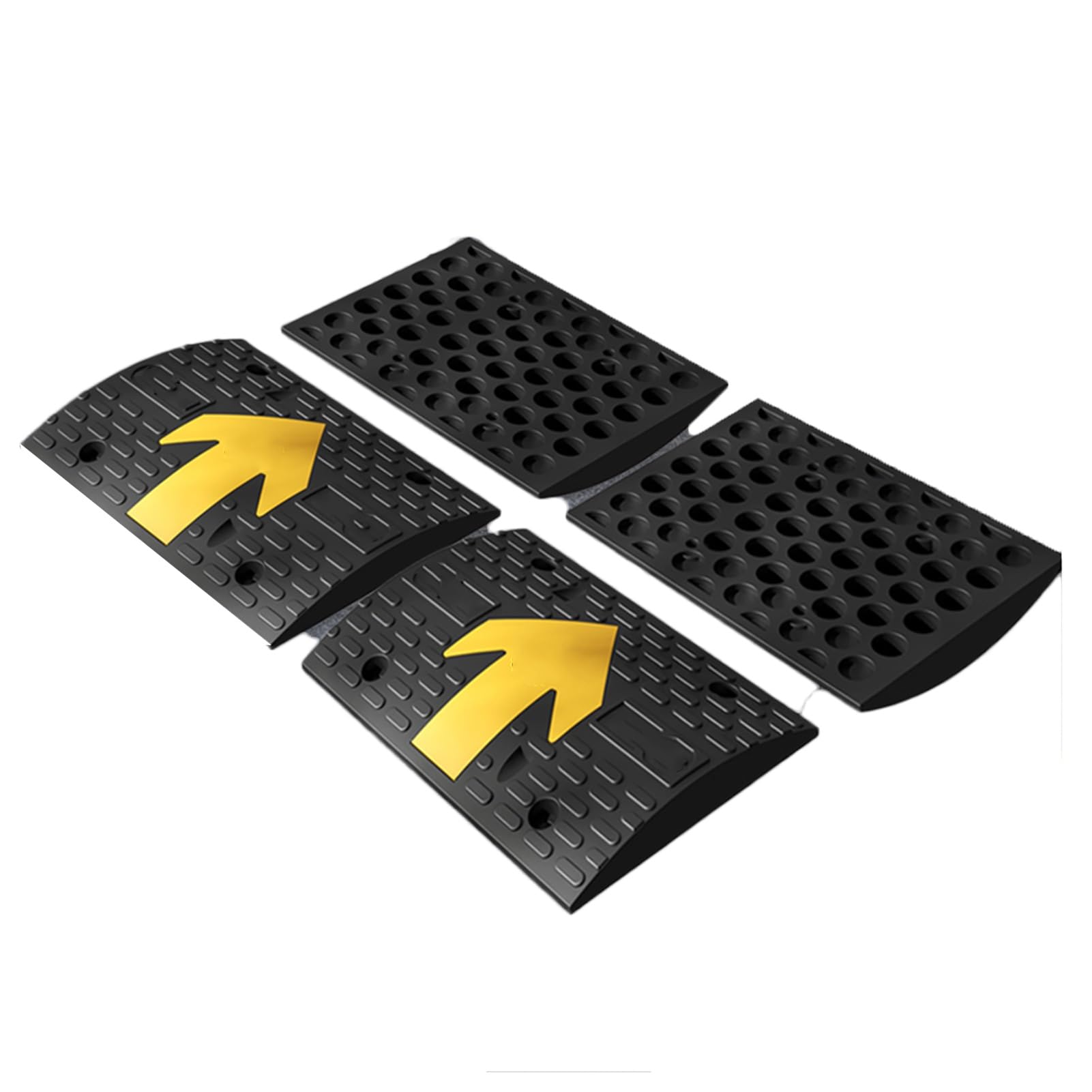 Heavy Duty Rubber Speed Bump - Modular Driveway & Parking Lot Ramp for Cars, Trucks, Schools, Community Garages