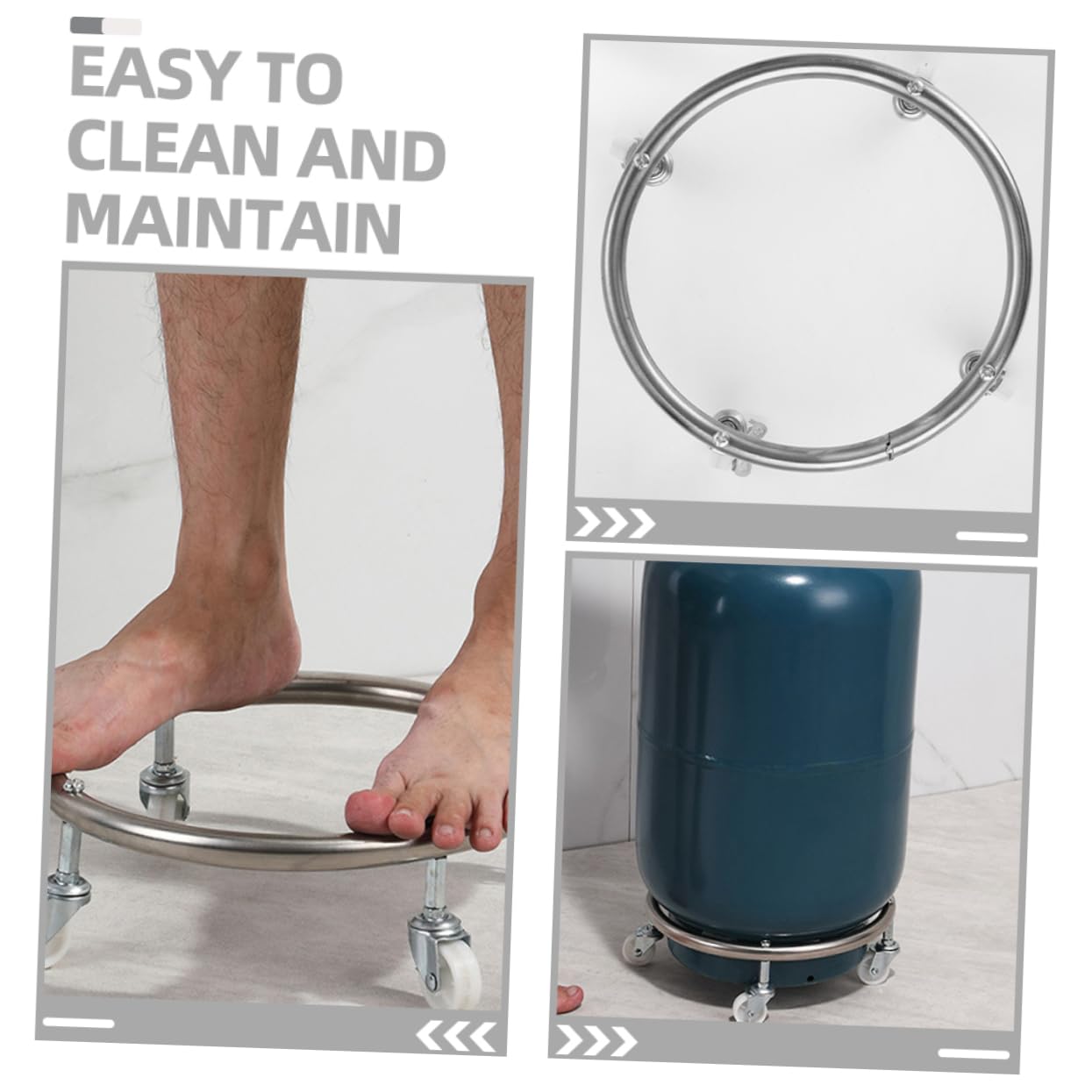 COLLBATH Supporto Mobile Per Bombola Gas in Acciaio Inossidabile Con Ruote Girevoli E Tubo Rinforzato Base Per Bombole Domestiche Facile Da Installare