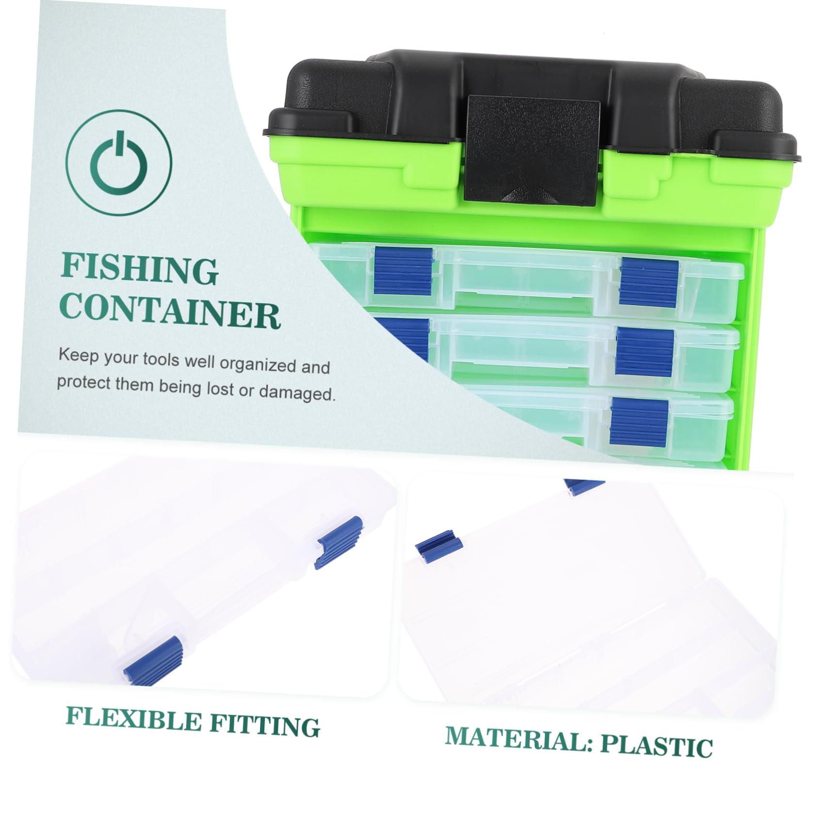 Toddmomy boîte à Outils pour matériel de pêche conteneurs de Stockage d'articles de pêche conteneurs de pêche conteneur de pêche Plastique Green