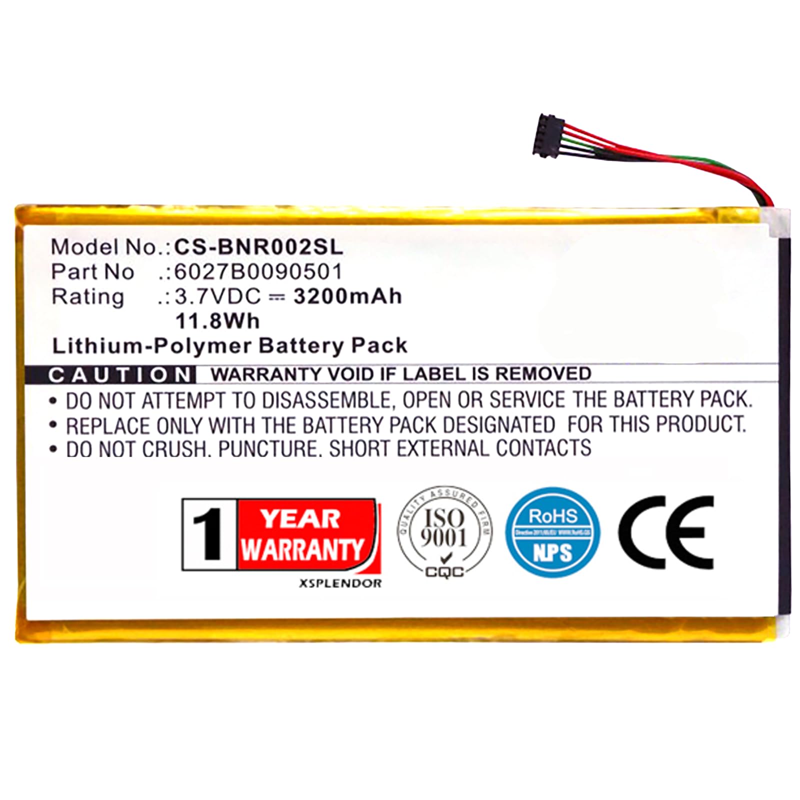 XPS Replacement battery compatible with BARNES & NOBLE BNRB200 BNRV200 BNTV250A DR-NK02 Nook 7