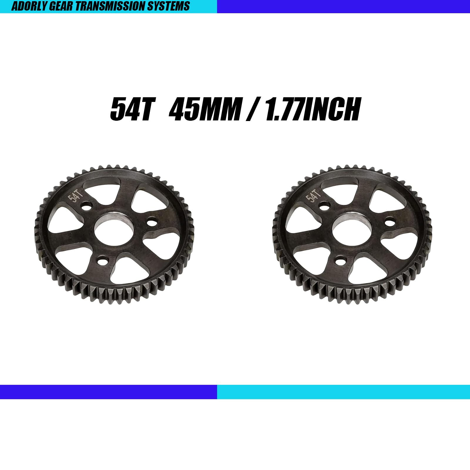 2pcs Hardened Steel 54T Spur Main Gear for Traxxas 1/10 Slash