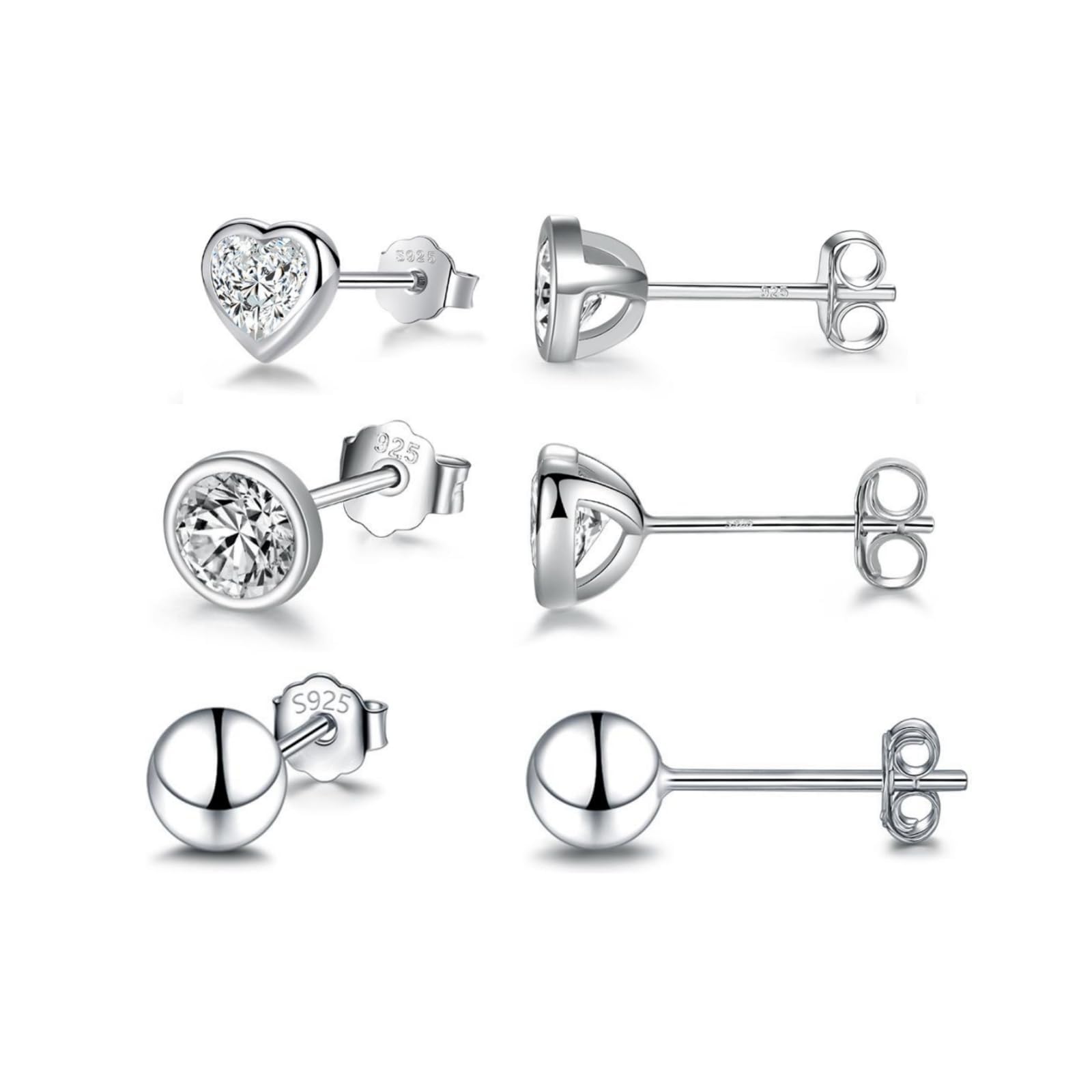 Ecripe 925 Sterling Silber Ohrstecker, Hypoallergene Cubic Zirkonia Ohrstecker Silber für Frauen, Funkelnde Ohrläppchen Knorpel Ohrringe