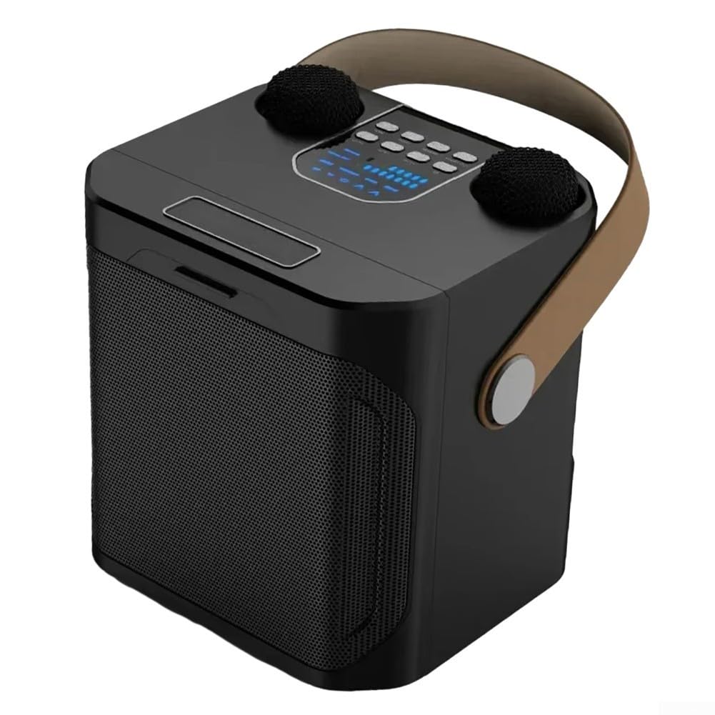 Enceinte de fête en plastique avec microphone sans fil 25 cm (noir)