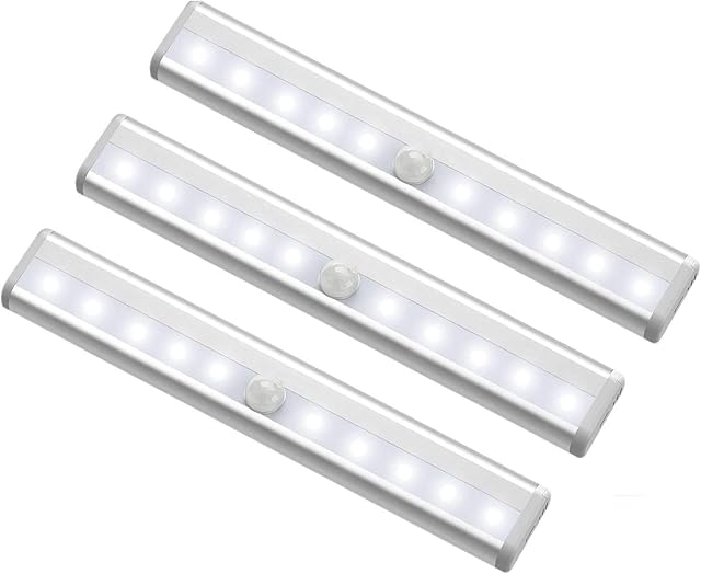 AcornSolution Motion Sensor Closet Light,10 LED Portable Motion Sensor Little Light Wireless LED Under Cabinet Lights,Cupboard (3 Pack)