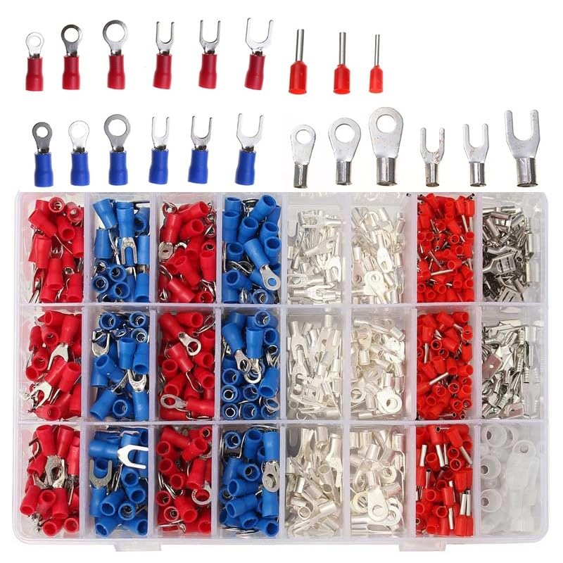 Crimp Spade Terminal Assorted Electrical Wire Cable Connector Kit Crimp Spade Insulated Ring Fork Spade Butt Set VUQLDHAYZ