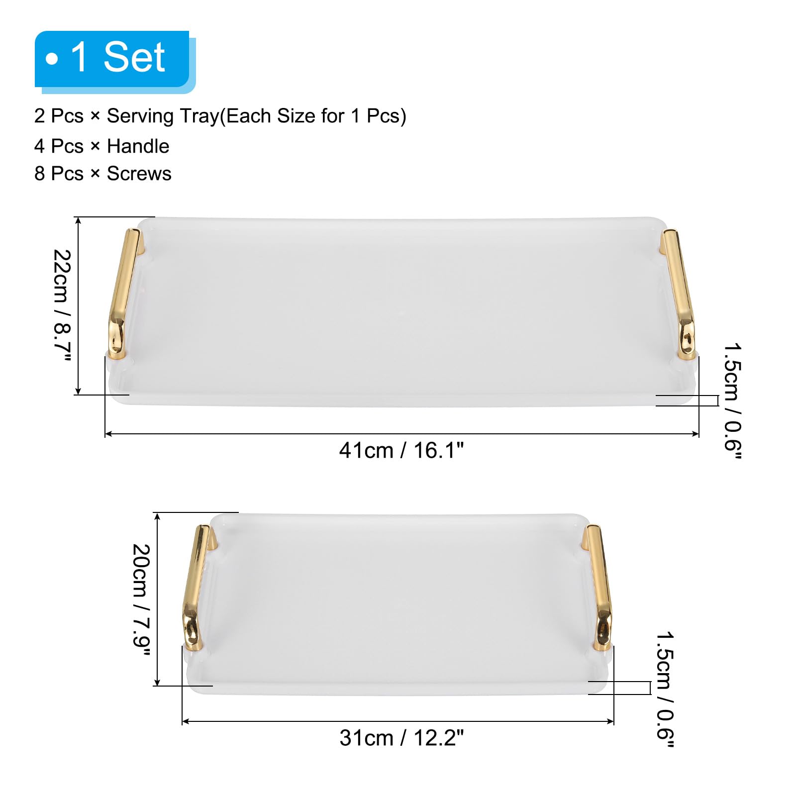 PATIKIL Plastic Serving Tray with Golden Handle - Image 2