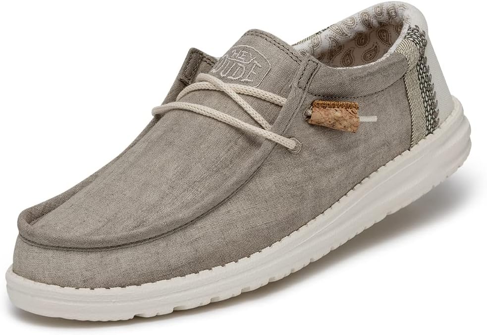 HEYDUDE Men's Wally Linen | Men's Loafers | Men's Slip On Shoes | Comfortable & Light-Weight