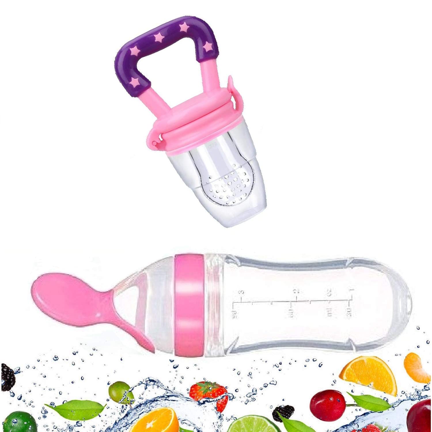 Itsyyboo Baby Feeding Bottle with Spoon & Fruit Food Feeder Combo Pack (Baby Pink) - Image 2 thumbnail