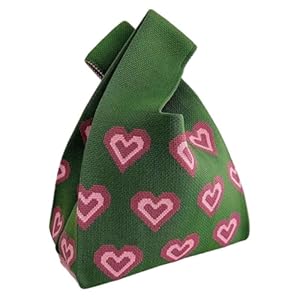 ZIBUYU® Wristlet Bag for Women Fashion Pink Heart Knitted Small Tote Hand Bag Soft Wrist Pouch Lunch Box Bag, 20x36cm 6 61KUT6OWK4L. SL500 . SS300