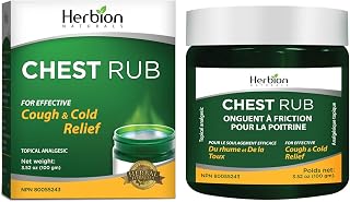 Herbion Naturals Chest Rub, 3.5 fl oz – Topical Analgesic; Relieves Cough, Nasal and Chest Congestion; Soothes Pains and Aches Associated with Strains, Sprains and Arthritis