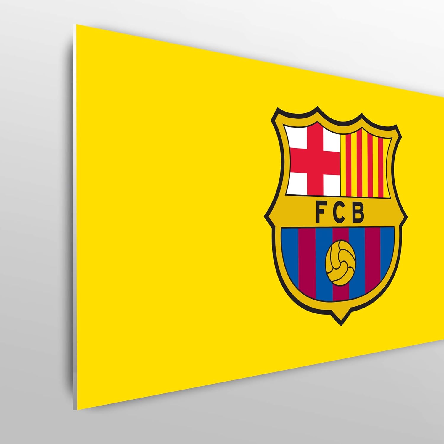 FC Barcelona Adjustable Headboard Single Bed 100cm (W) x 75cm (H) Full Colour Crest on Branded Yellow